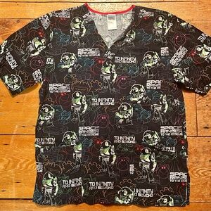 Disney Black and Green Buzz Lightyear Scrub Top